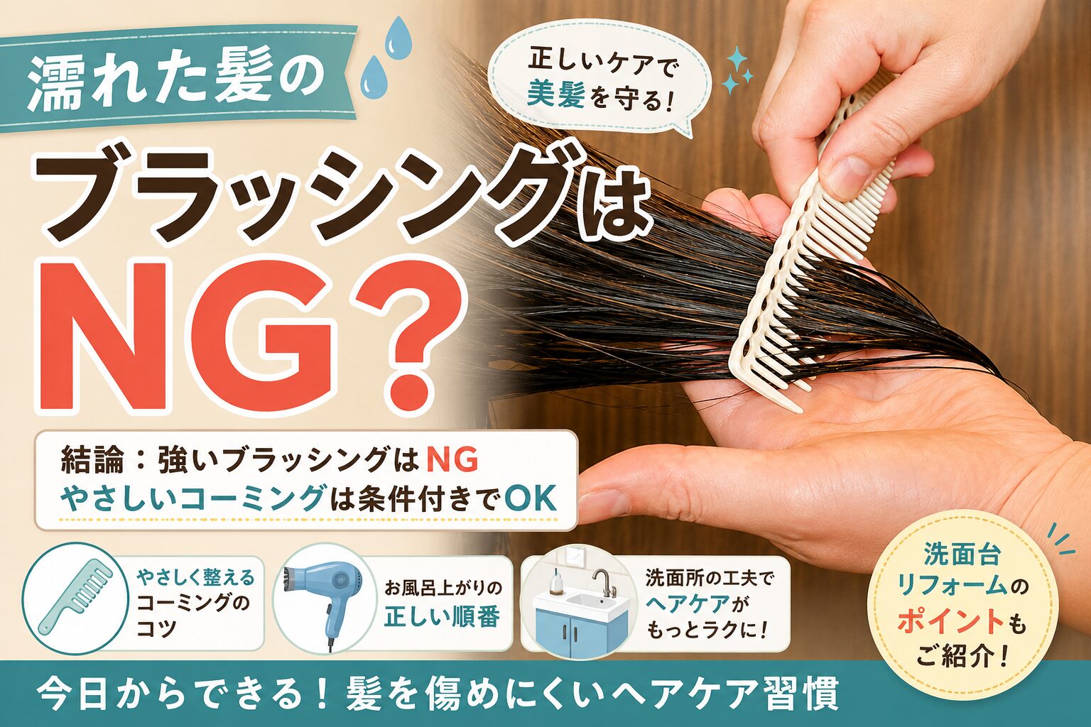 濡れた髪の毛をブラッシングするのはいいの？お風呂上りに傷めにくい整え方