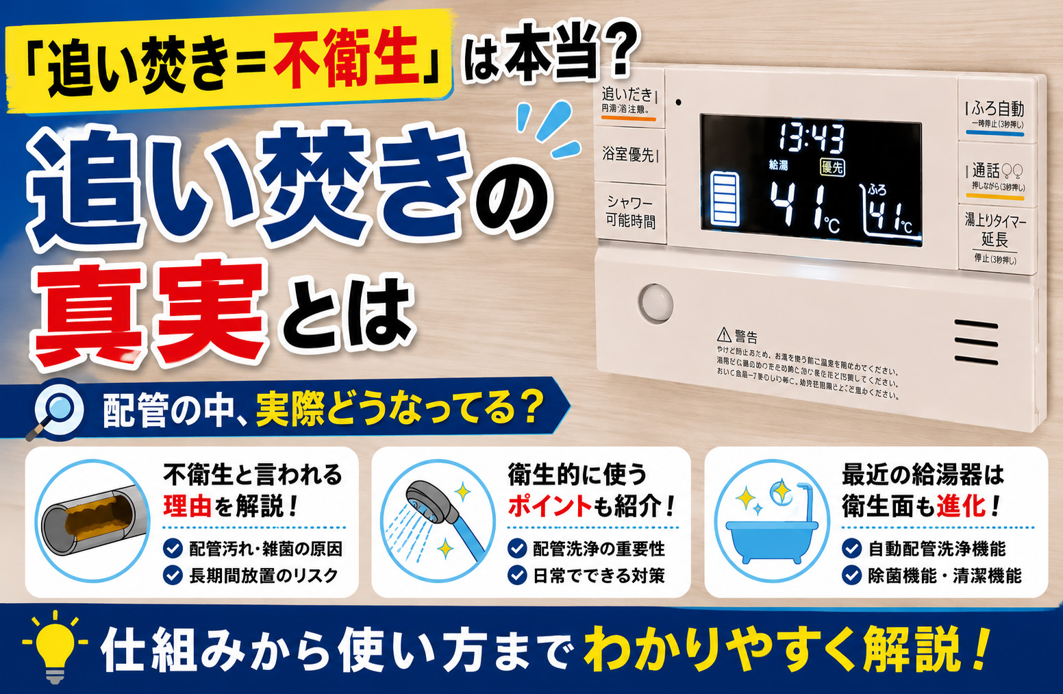 追い焚きは不衛生なのか？配管汚れと正しい使い方をわかりやすく解説