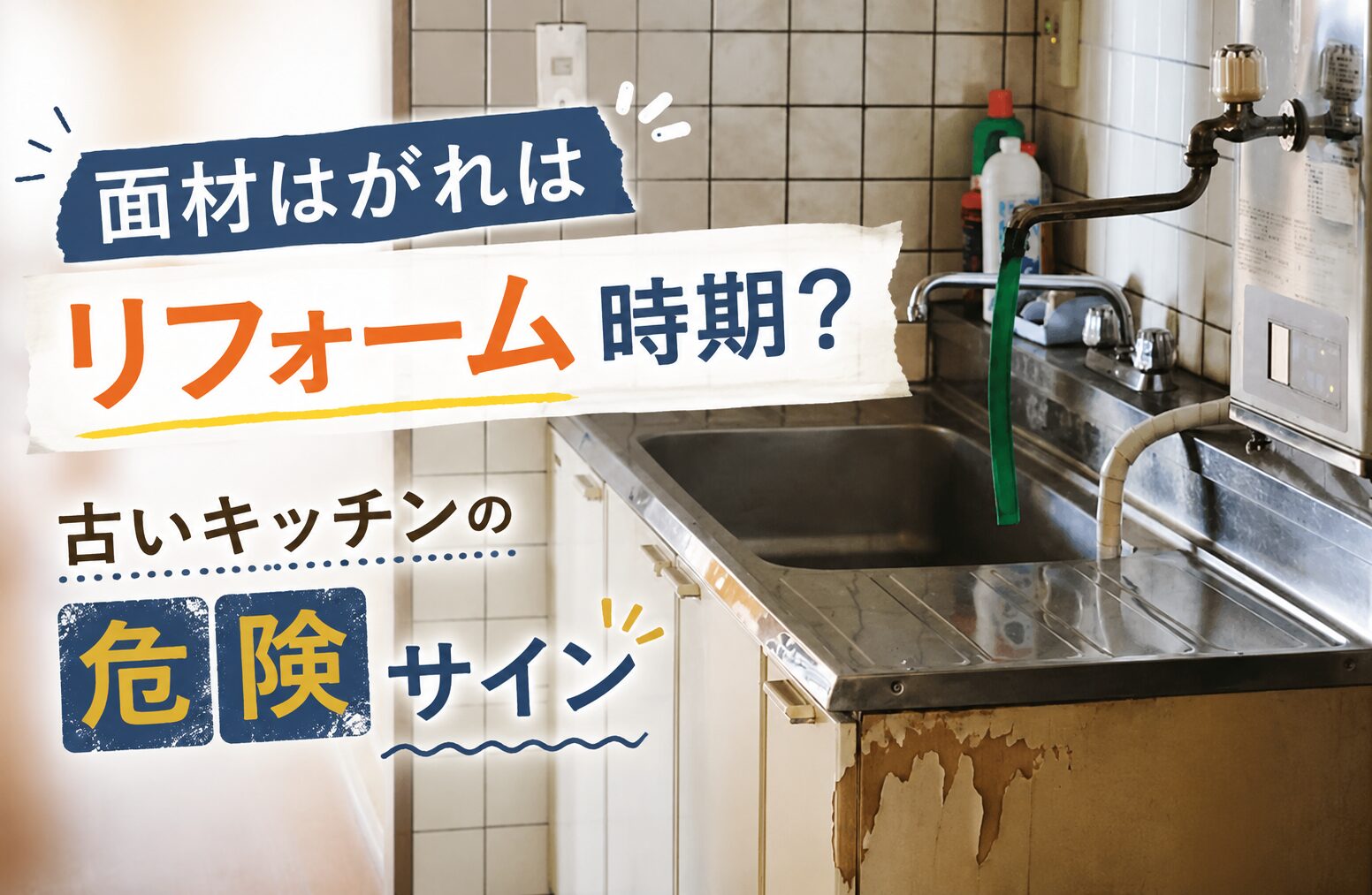 キッチン扉の面材はがれは危険？古いキッチンの見た目と安全面を見直すサイン